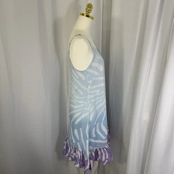 OLIPHANT Tuckernuck Slip Dress Zebra Striped Midi Silk Cotton Blend Small Preppy - Picture 4 of 12